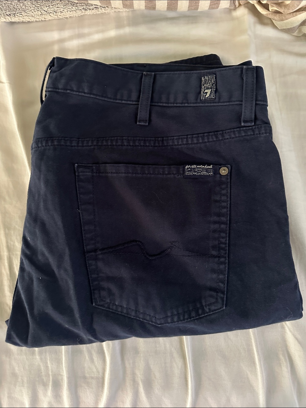 7 For All Mankind Men's Dark Navy Slim Straight Jeans